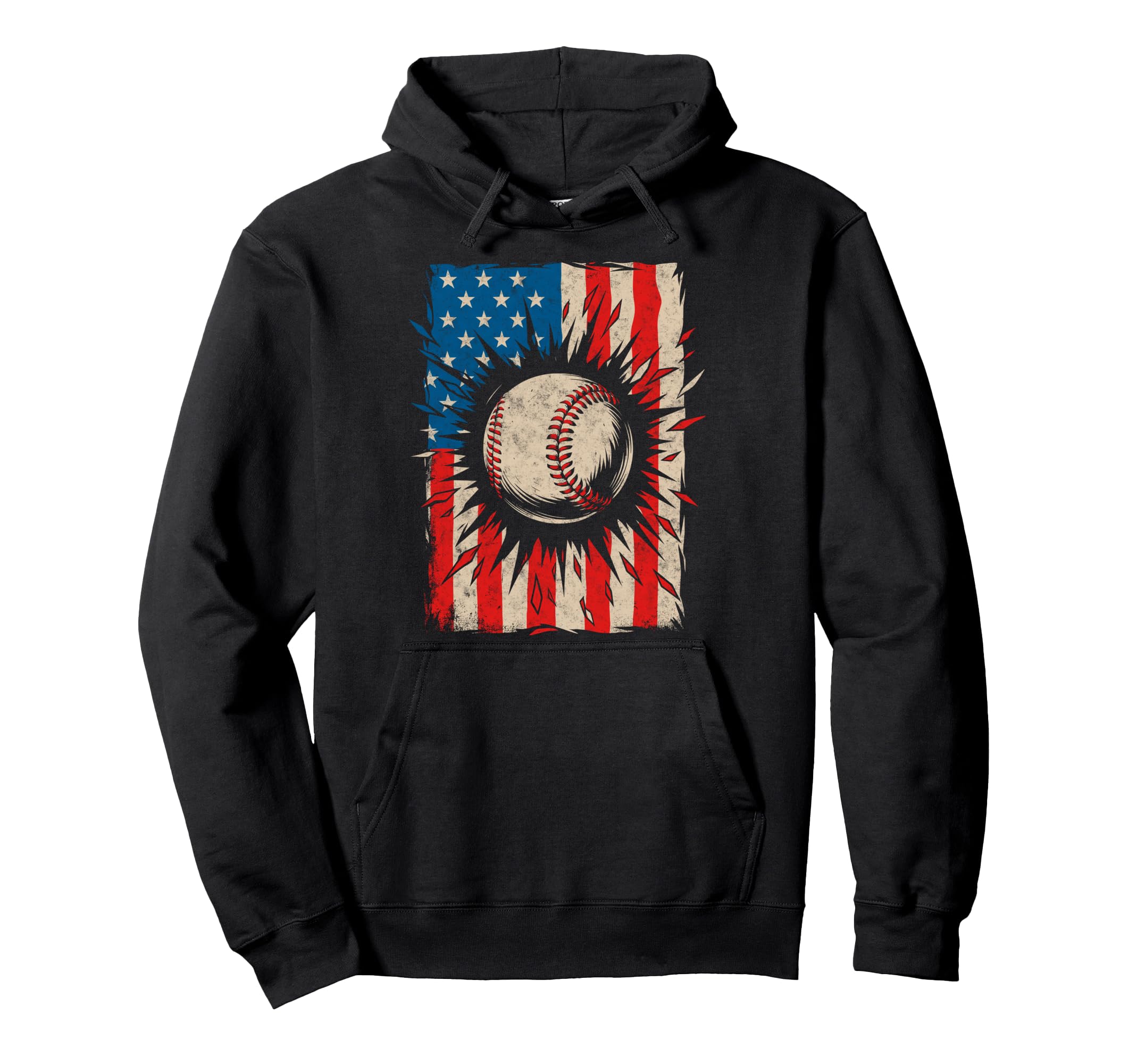 Baseball Us Flag Baseball Lover Dad Hoodie - Novelty Apparel for Adults - T-Shirt, Sweatshirt, Hoodie