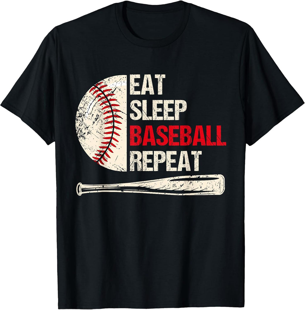 Eat Sleep Baseball Repeat Funny Player - Adult & Kids T-Shirts, Sweatshirts & Hoodies apparel design preview 1