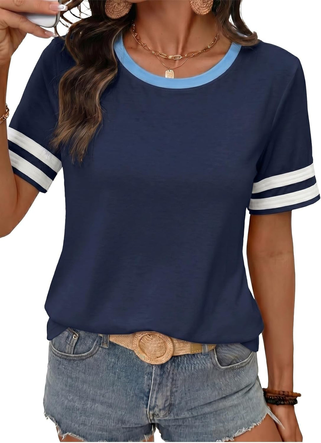 Women's Fashion Casual Crewneck Color Block Short - Adult & Kids T-Shirts, Sweatshirts & Hoodies apparel design preview 1