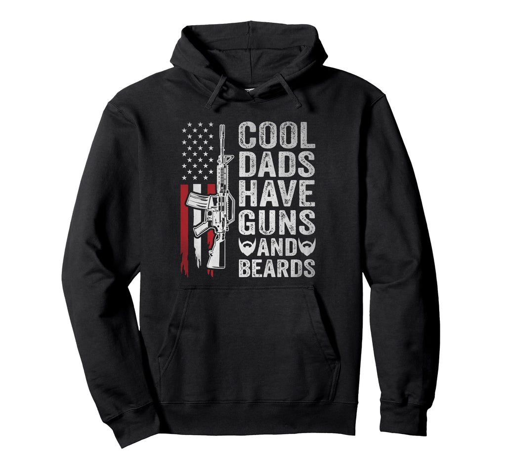 Dads Have Beards And Guns Usa Flag Hoodie - Novelty Apparel for Adults - T-Shirt, Sweatshirt, Hoodie
