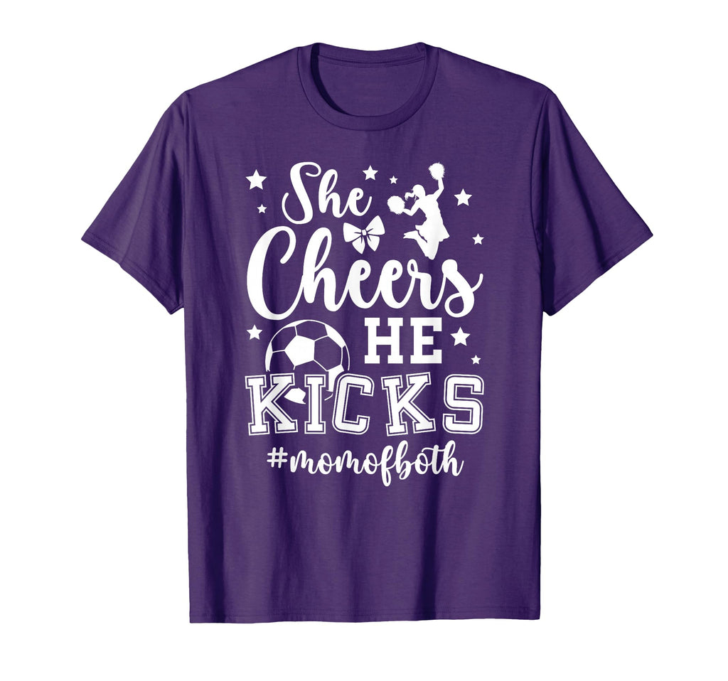 She Cheers He Kicks Mom Both Cheer And T-Shirt - Trendy Graphic for Adults - T-Shirt, Sweatshirt, Hoodie
