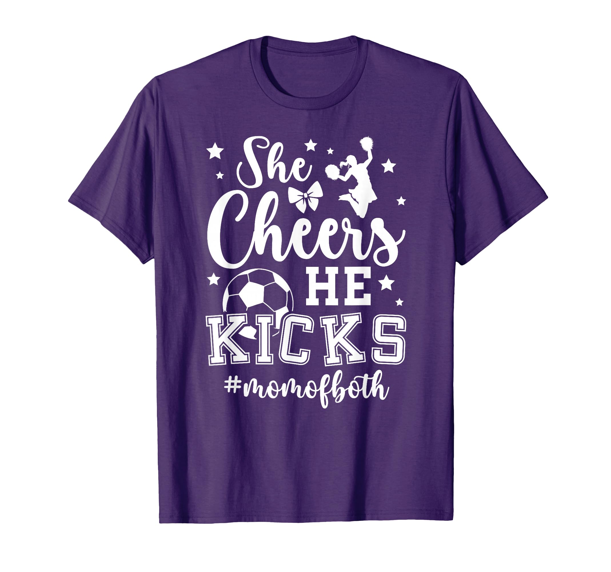 She Cheers He Kicks Mom Both Cheer And T-Shirt - Trendy Graphic for Adults - T-Shirt, Sweatshirt, Hoodie