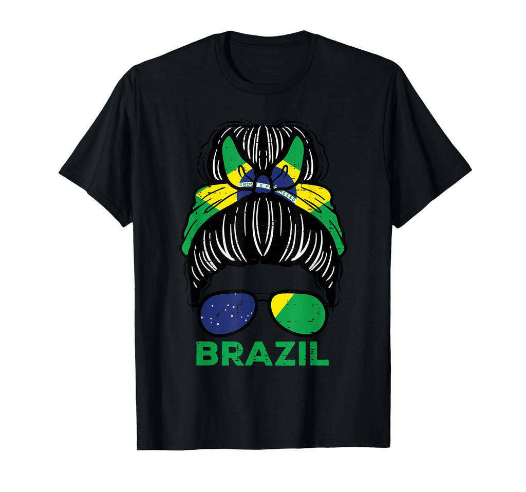 Brazil Flag Brasil Hairbun Football T-Shirt - Casual Everyday Wear Unisex - T-Shirt, Sweatshirt, Hoodie