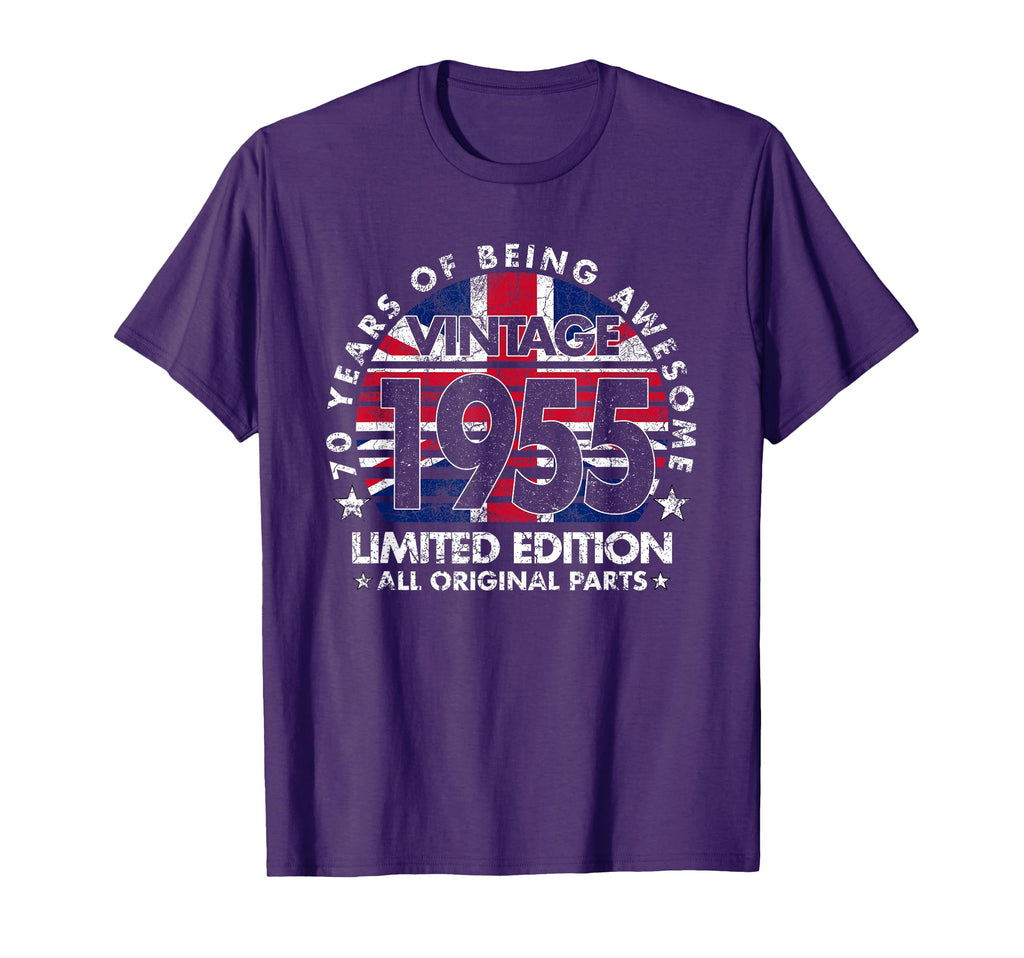 70 Years Old 1955 Ltd Uk Flag 70Th T-Shirt - Custom Art Print Unisex - T-Shirt, Sweatshirt, Hoodie