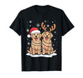 Golden Retriever Santa Hat Reindeer T-Shirt - Minimalist Print Men Women - T-Shirt, Sweatshirt, Hoodie