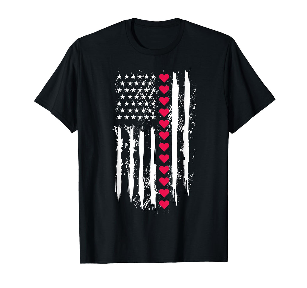 Valentines Day Red Hearts Us American T-Shirt - Unique Graphic for Adults - T-Shirt, Sweatshirt, Hoodie