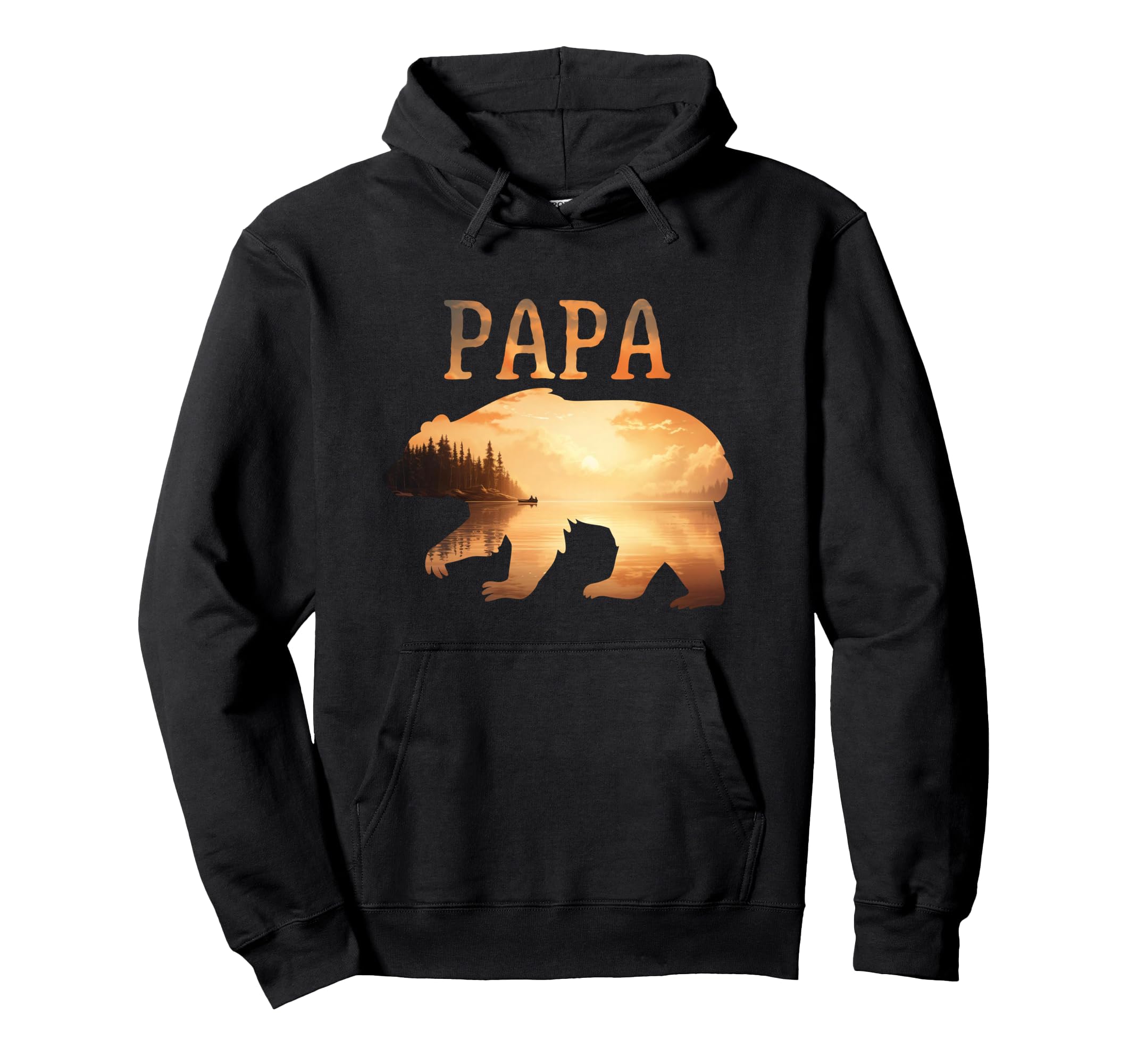 Papa Bear Sunset Lake Outdoors Camping Hoodie - Fun Novelty Design Unisex - T-Shirt, Sweatshirt, Hoodie