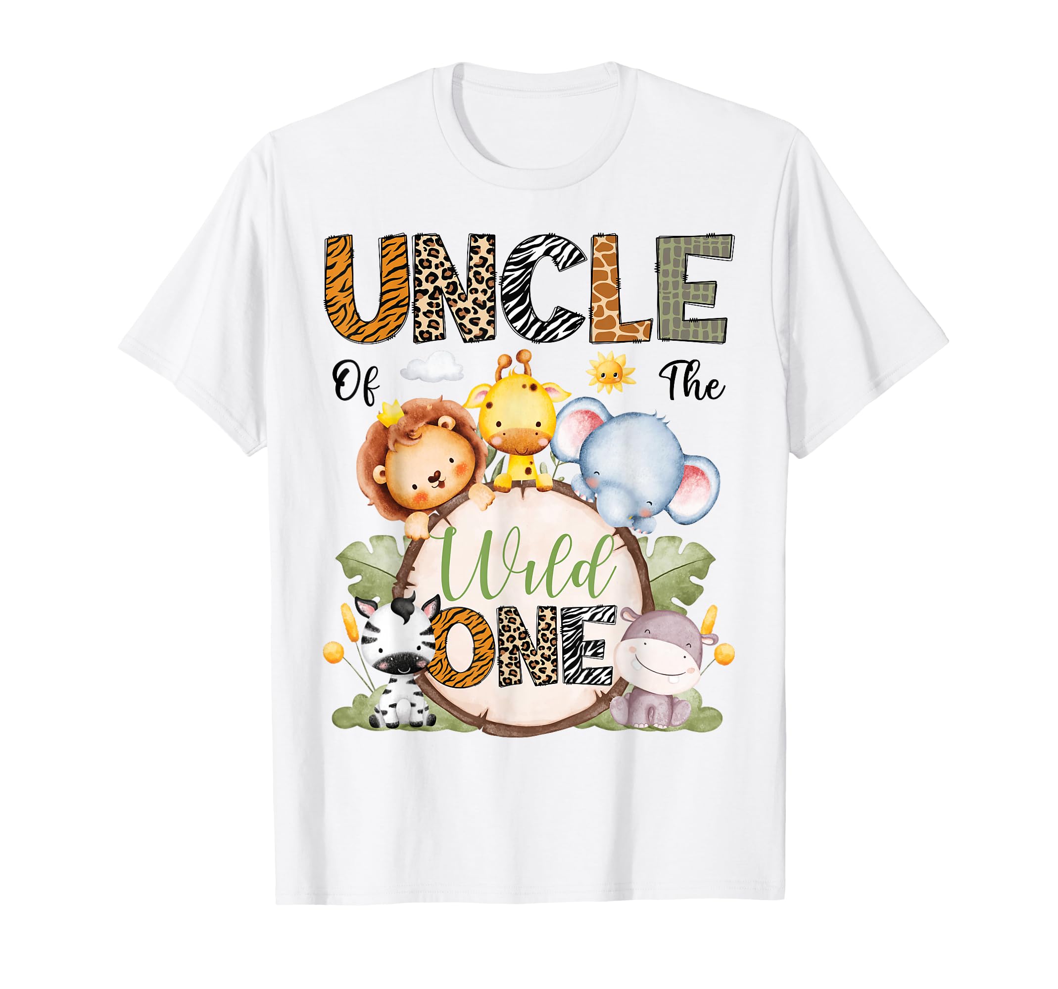 Uncle Wild One 1St Birthday Safari T-Shirt - Minimalist Print Men Women - T-Shirt, Sweatshirt, Hoodie