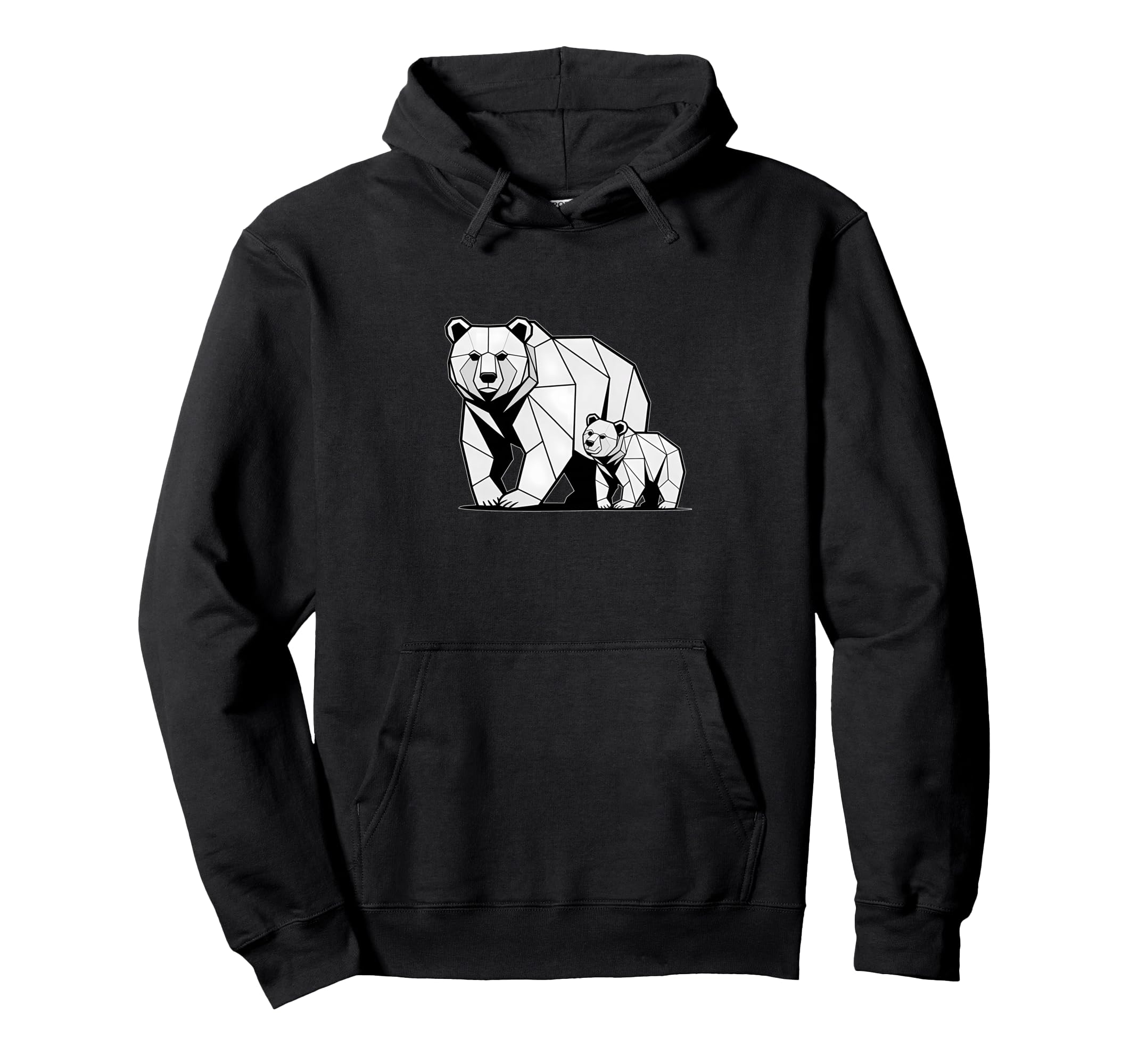Papa Mama Bear Child Wildlife Geometric Hoodie - Fun Novelty Design Unisex - T-Shirt, Sweatshirt, Hoodie