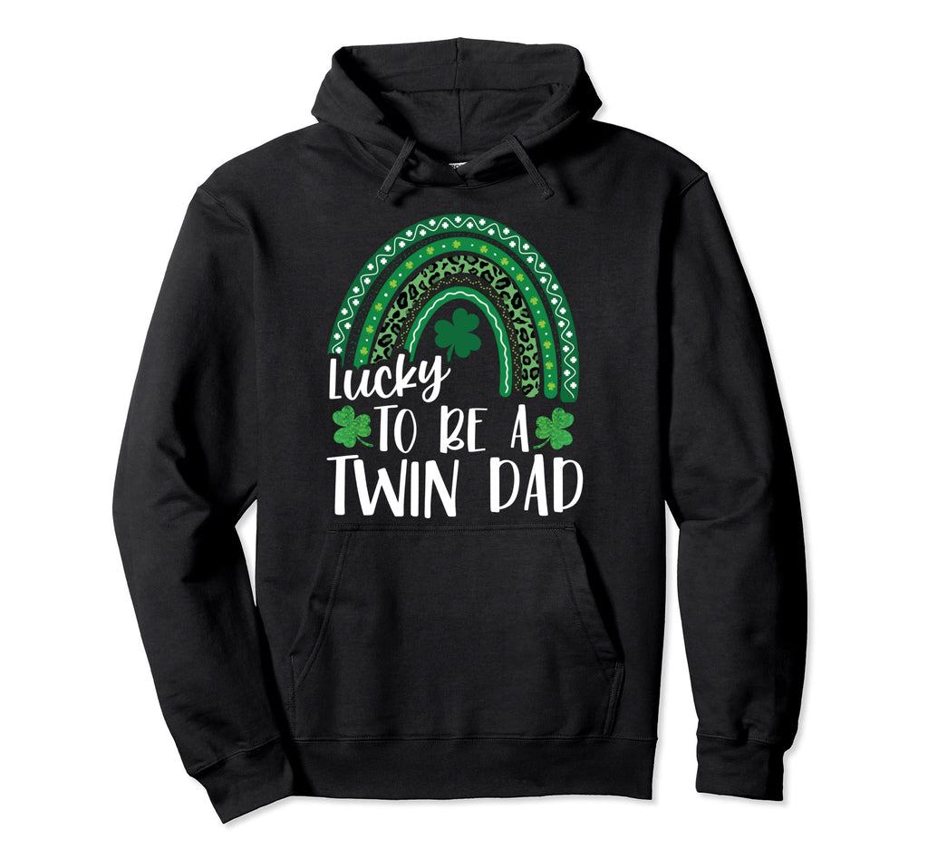 Lucky To Be Twin Dad St Patricks Day Hoodie - Minimalist Print for Adults - T-Shirt, Sweatshirt, Hoodie
