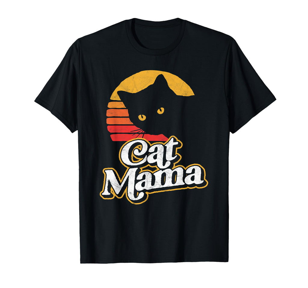 Cat Mama Eighties Cat Distressed T-Shirt - Graphic Print Unisex - T-Shirt, Sweatshirt, Hoodie