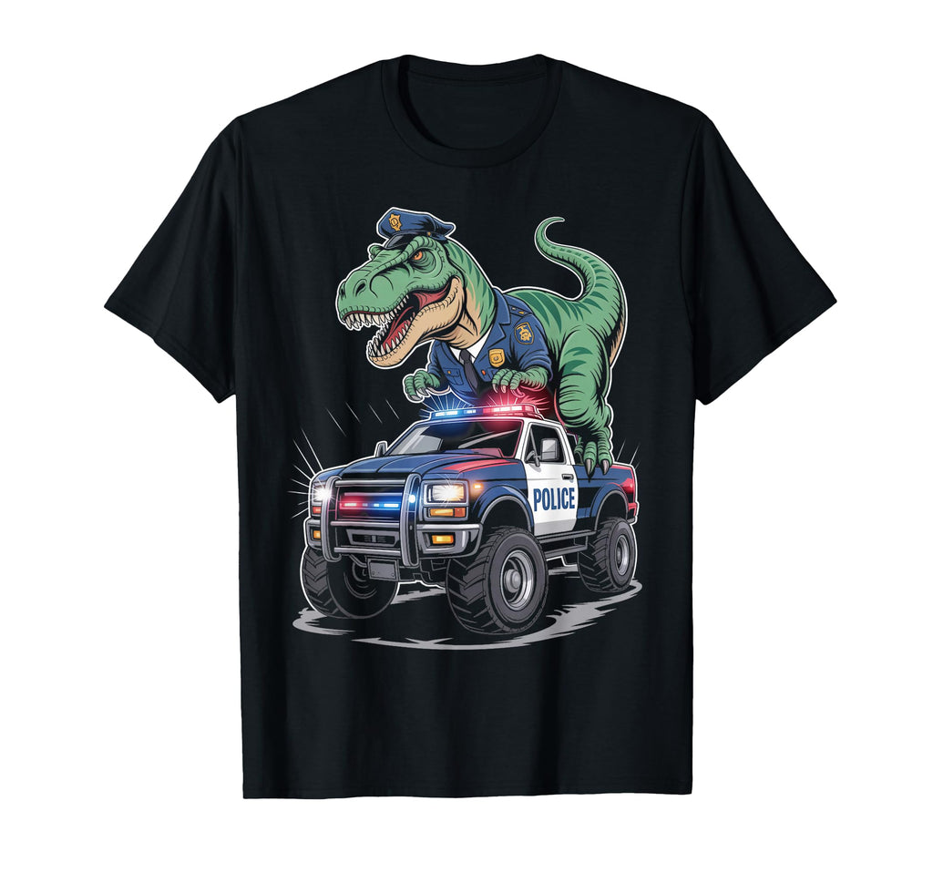 Police Car Policeman Dino Trex T-Shirt - Casual Everyday Wear Unisex - T-Shirt, Sweatshirt, Hoodie