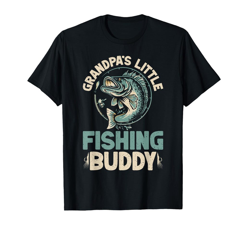 Grandpas Little Fishing Buddy Fishing T-Shirt - Trendy Graphic Men Women - T-Shirt, Sweatshirt, Hoodie