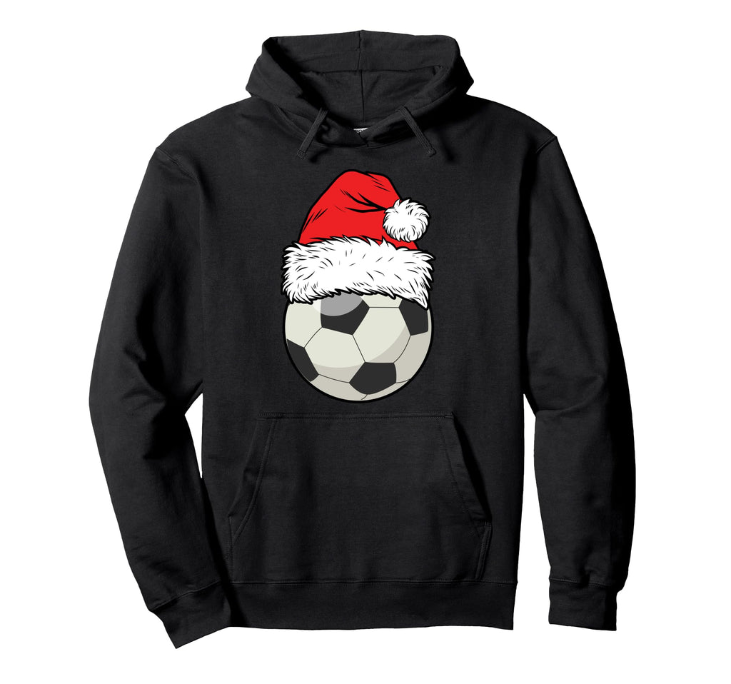 Soccer Football Santa Hat Matching Hoodie - Trendy Graphic for Adults - T-Shirt, Sweatshirt, Hoodie