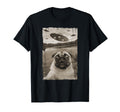 Pug Ufo Encounters Funny Ufo And Pug Selfie T-Shirt - Unique Graphic Unisex - T-Shirt, Sweatshirt, Hoodie