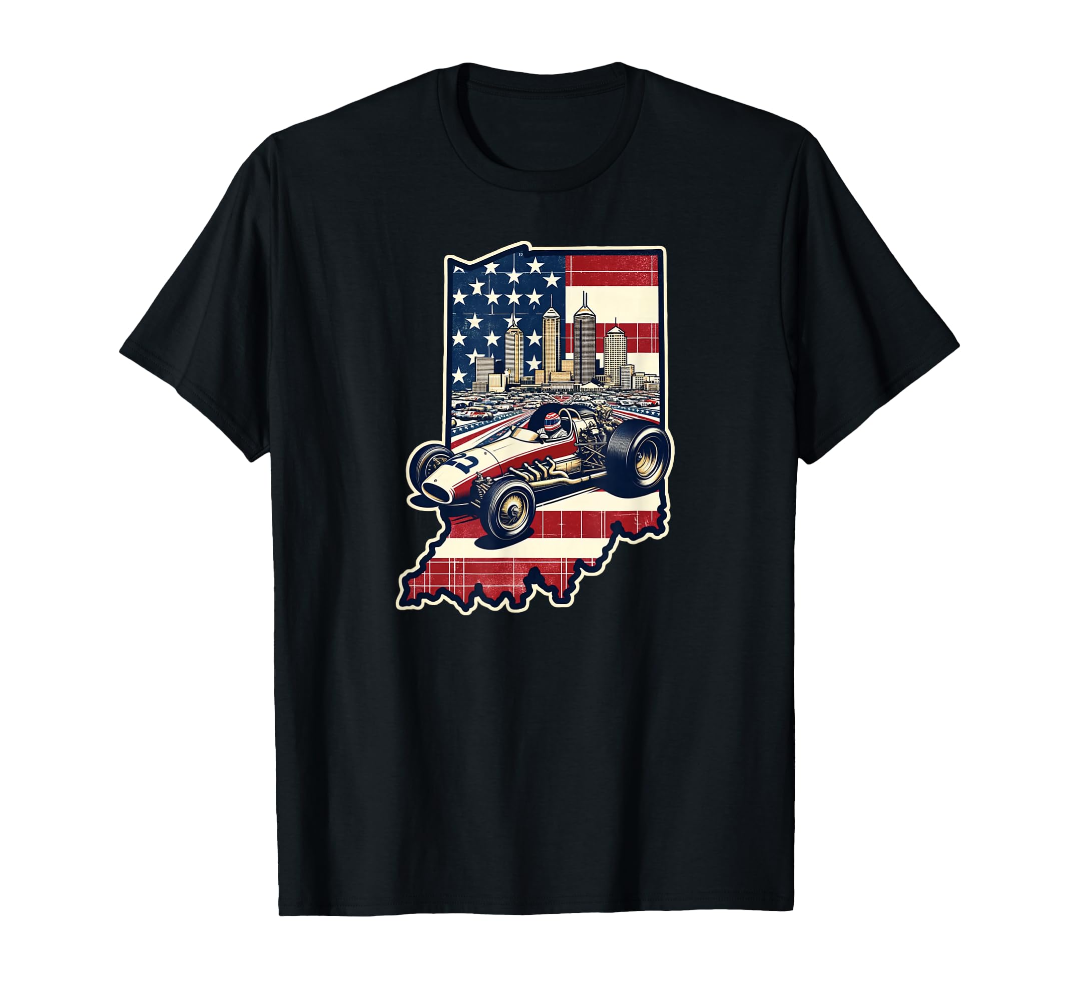 State Indiana Racecar Distressed T-Shirt - Streetwear Style Men Women - T-Shirt, Sweatshirt, Hoodie