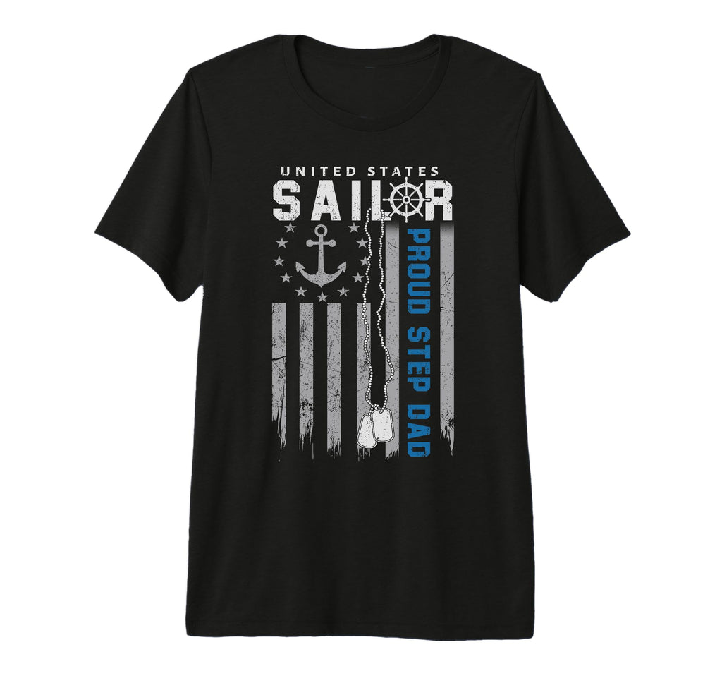 Mens Proud Step Dad Us Sailor Flag T-Shirt - Streetwear Style for Adults - T-Shirt, Sweatshirt, Hoodie