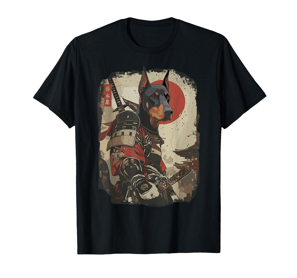 Samurai Doberman Dog Lover Mens T-Shirt - Graphic Print for Adults - T-Shirt, Sweatshirt, Hoodie