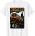 Chicago L Train Retro City Transit Urban Skyline - Adult & Kids T-Shirts, Sweatshirts & Hoodies apparel design preview 1