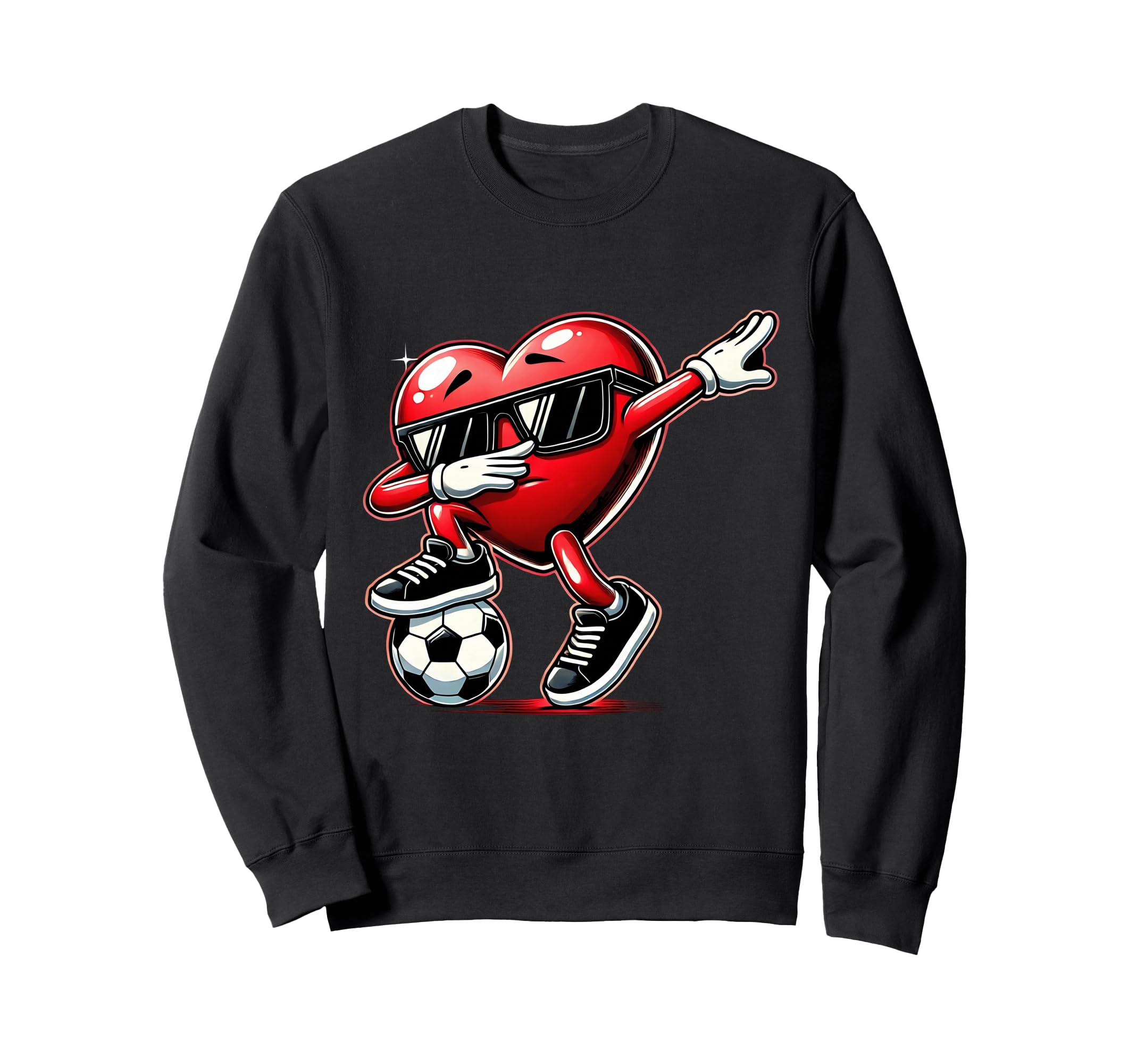 Dabbing Heart Dab Valentines Soccer Sweatshirt - Trendy Graphic Men Women - T-Shirt, Sweatshirt, Hoodie