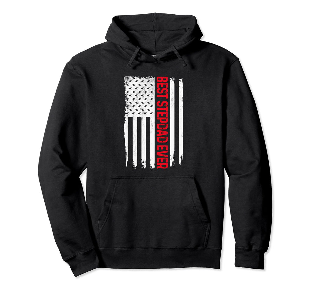 Mens Best Stepdad Ever American Flag Hoodie - Minimalist Print Unisex - T-Shirt, Sweatshirt, Hoodie