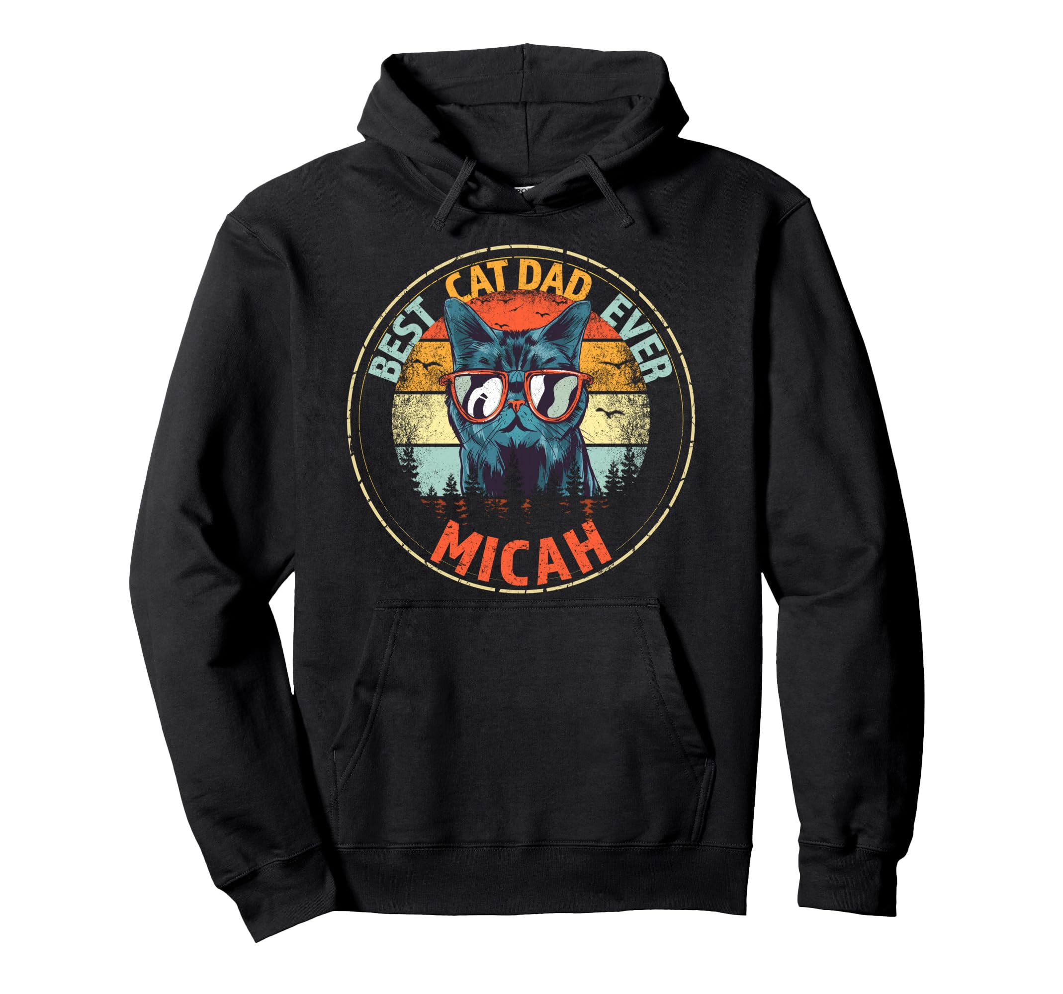 Micah Best Cat Dad Ever Funny Hoodie - Casual Everyday Wear Men Women - T-Shirt, Sweatshirt, Hoodie