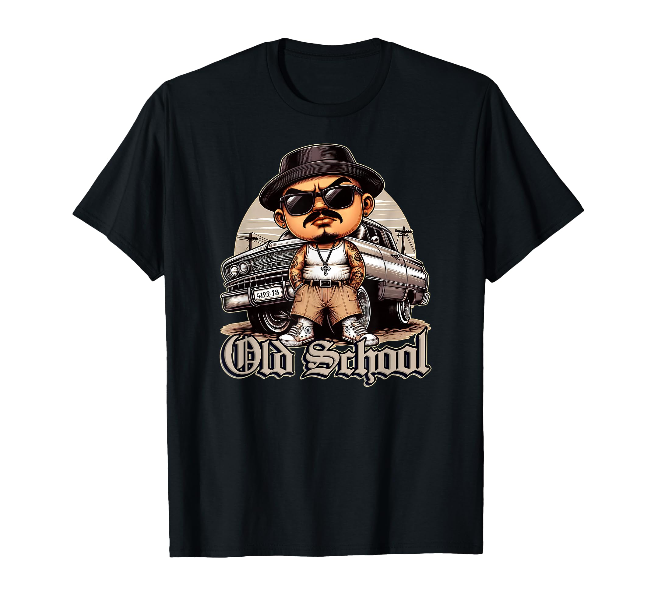 Old School Hip Hop Lowrider Chicano T-Shirt - Novelty Apparel for Adults - T-Shirt, Sweatshirt, Hoodie