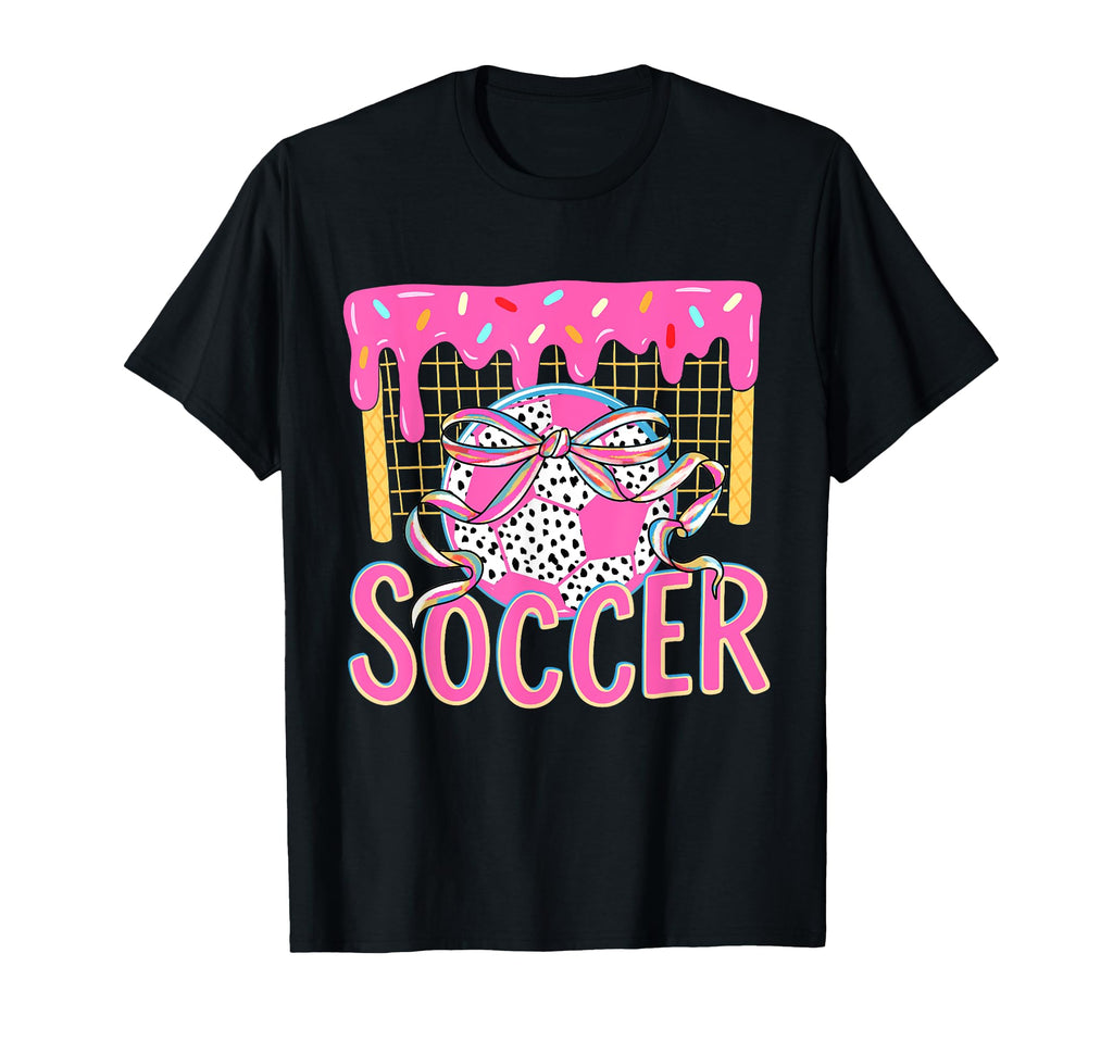 Girly Soccer Coquette Bow Ice Cream T-Shirt - Aesthetic Graphic for Adults - T-Shirt, Sweatshirt, Hoodie