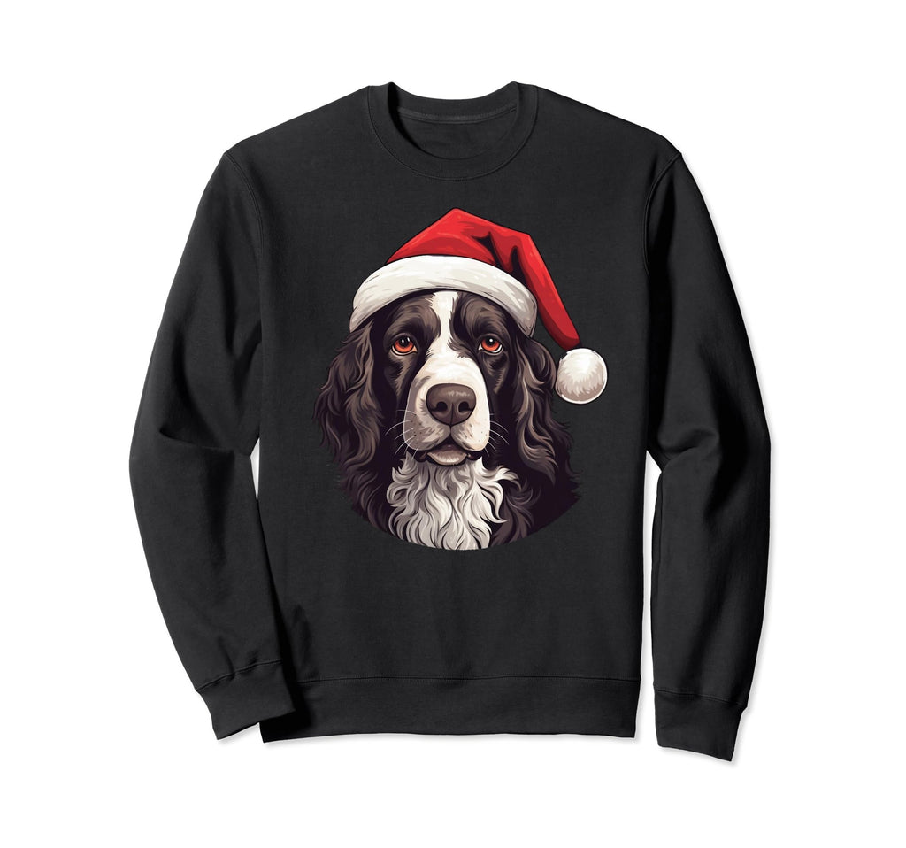 English Springer Spaniel Santa Hat Sweatshirt - Aesthetic Graphic Unisex - T-Shirt, Sweatshirt, Hoodie