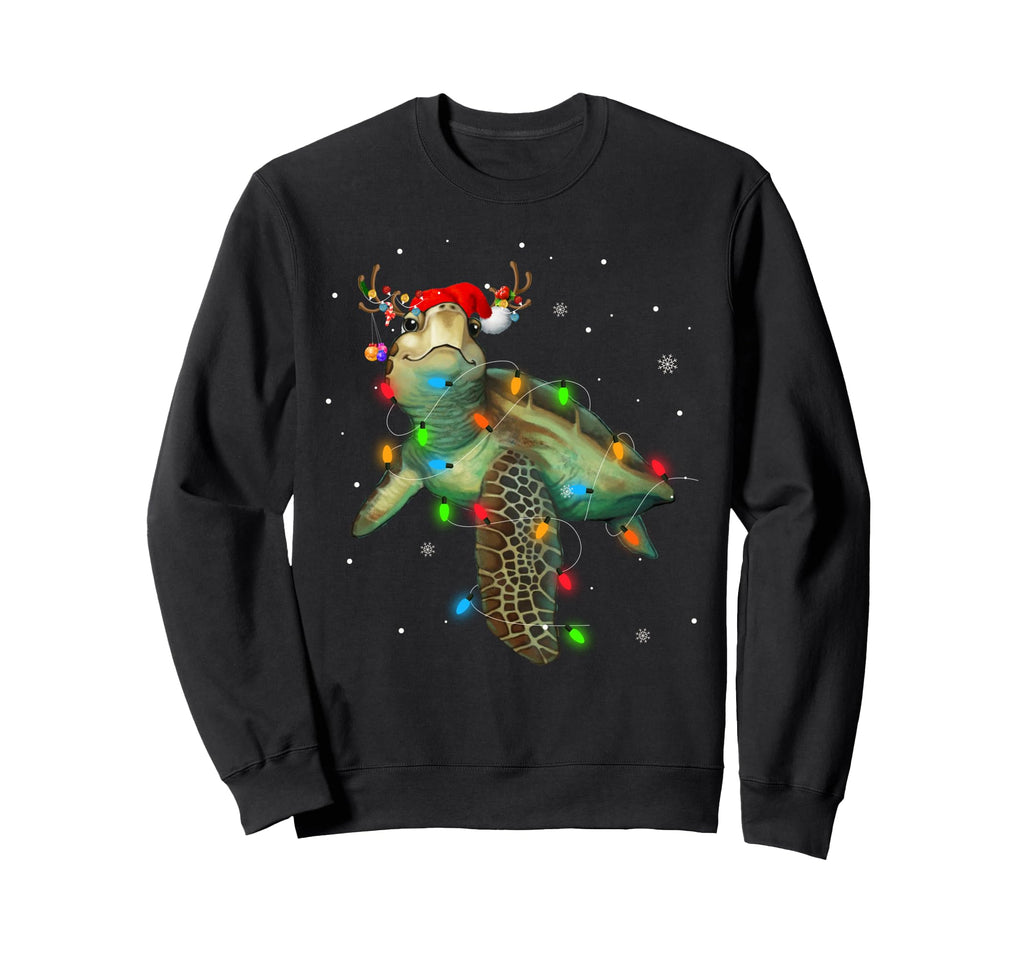 Sea Turtle Lights Funny Santa Sweatshirt - Casual Everyday Wear for Adults - T-Shirt, Sweatshirt, Hoodie