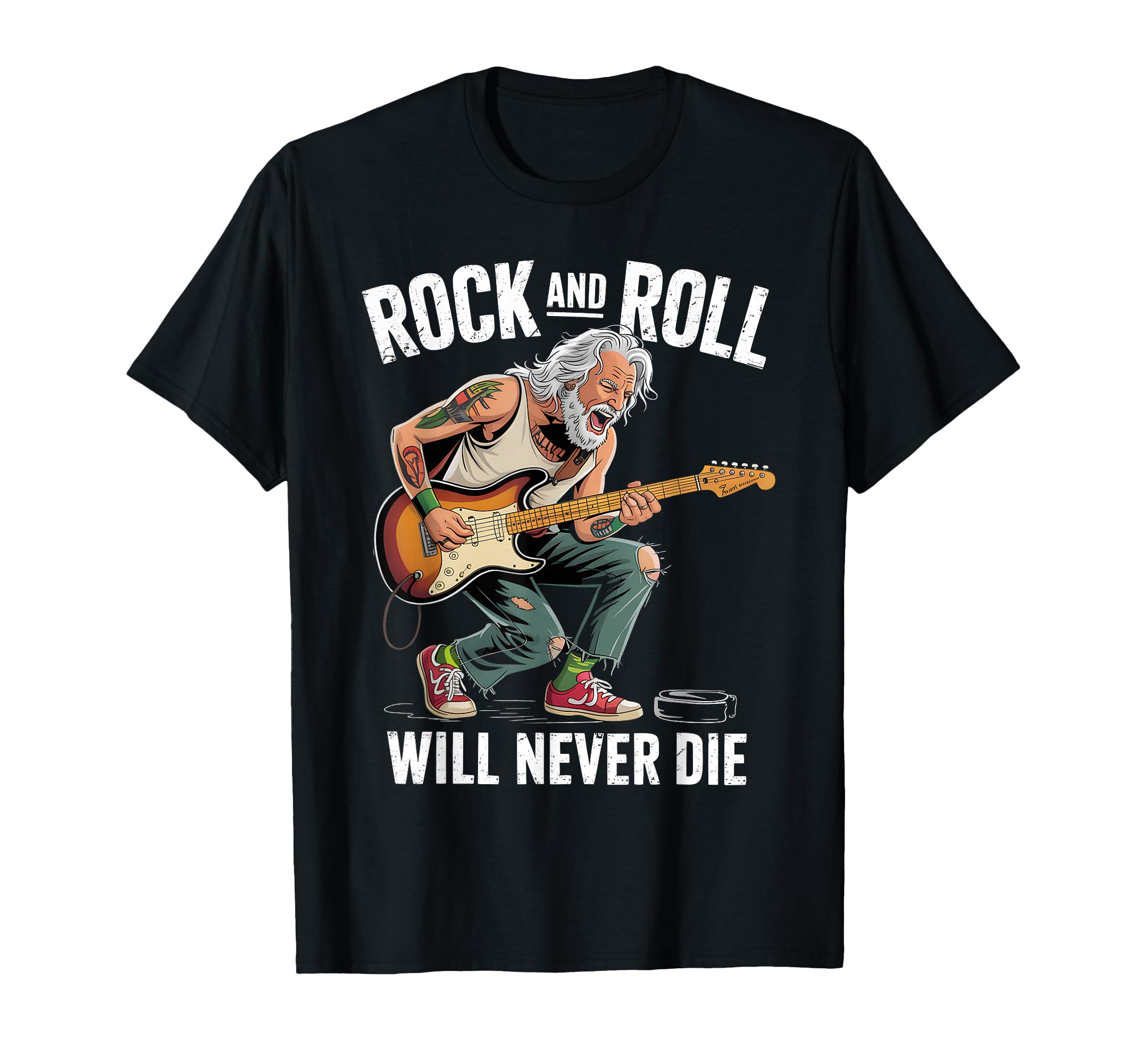 Funny Old Rocker Rock Music Guitarist T-Shirt - Trendy Graphic for Adults - T-Shirt, Sweatshirt, Hoodie