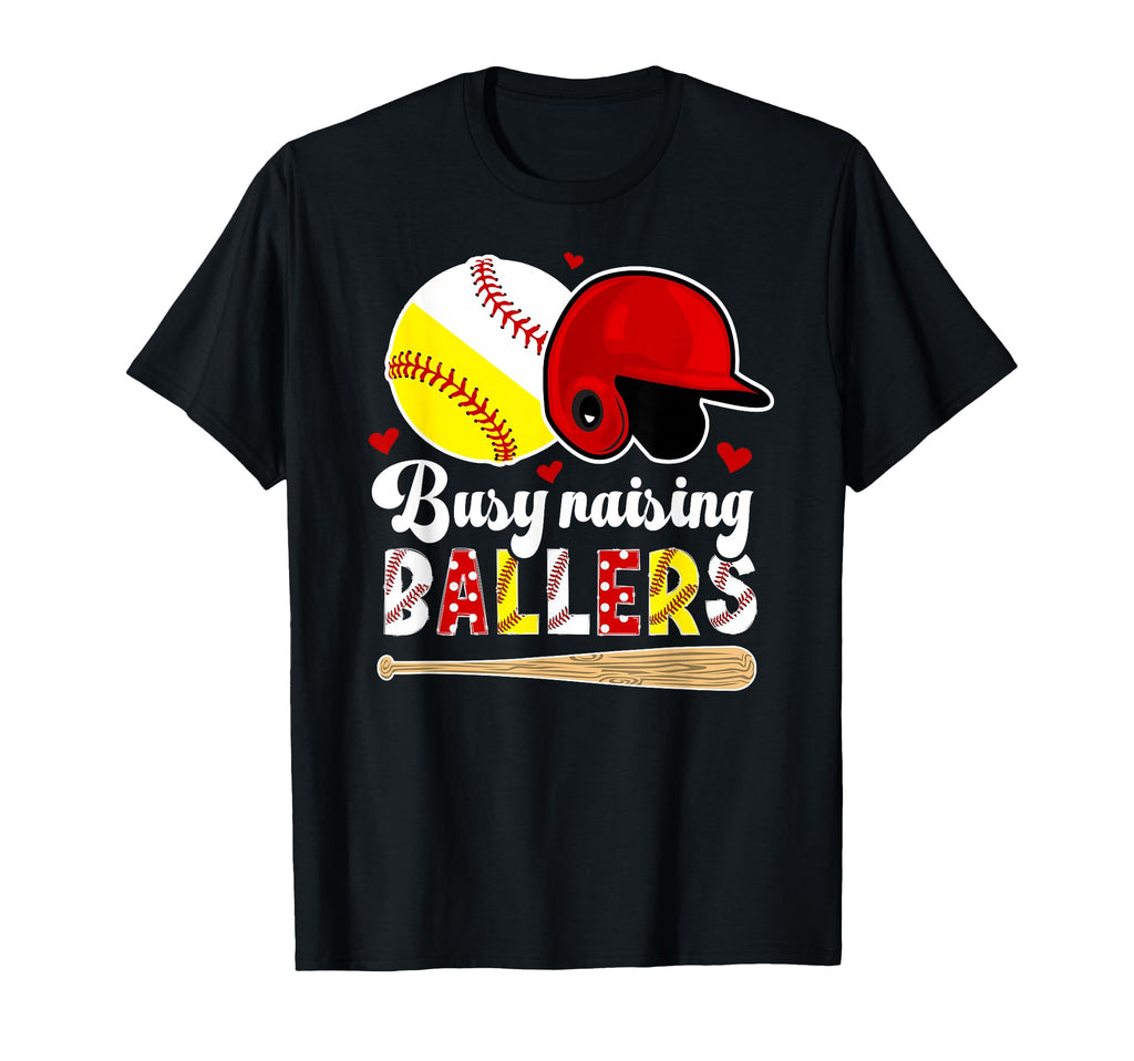 Busy Raising Ballers Baseball Softball T-Shirt - Graphic Print for Adults - T-Shirt, Sweatshirt, Hoodie