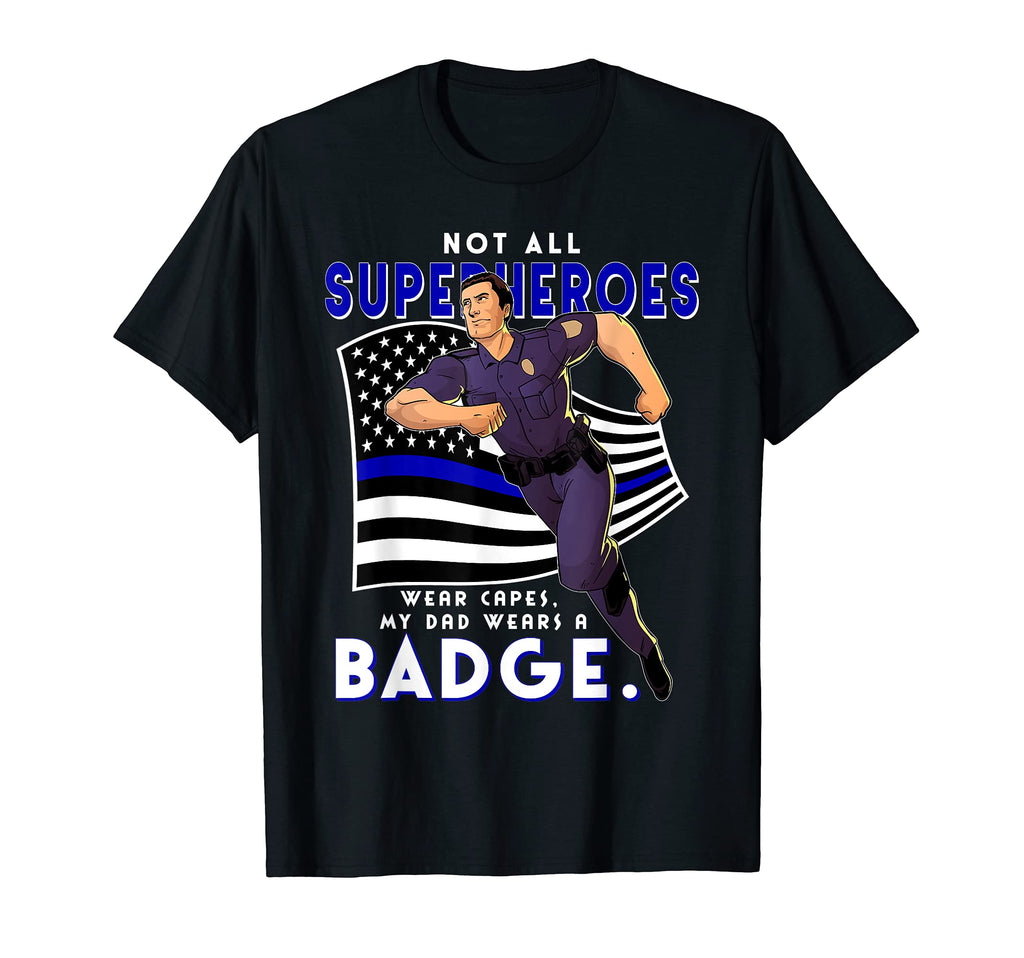 Police Superhero Dad Thin Blue Line T-Shirt - Trendy Graphic for Adults - T-Shirt, Sweatshirt, Hoodie