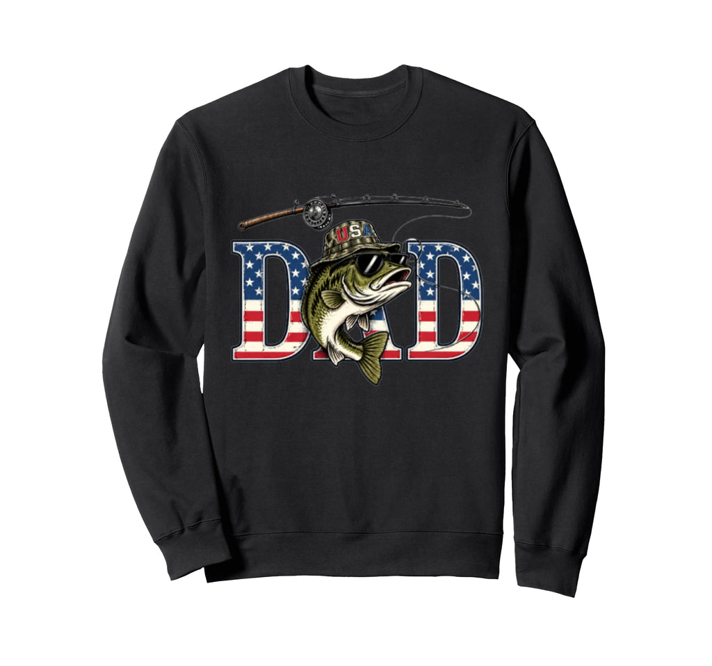 Usa Fishing Dad Patriotic Bass Sweatshirt - Streetwear Style Men Women - T-Shirt, Sweatshirt, Hoodie