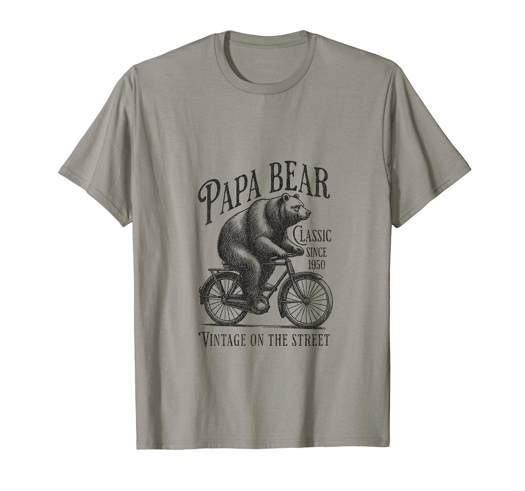 Papa Cycling Bear Funny Father Dad T-Shirt - Fun Novelty Design for Adults - T-Shirt, Sweatshirt, Hoodie