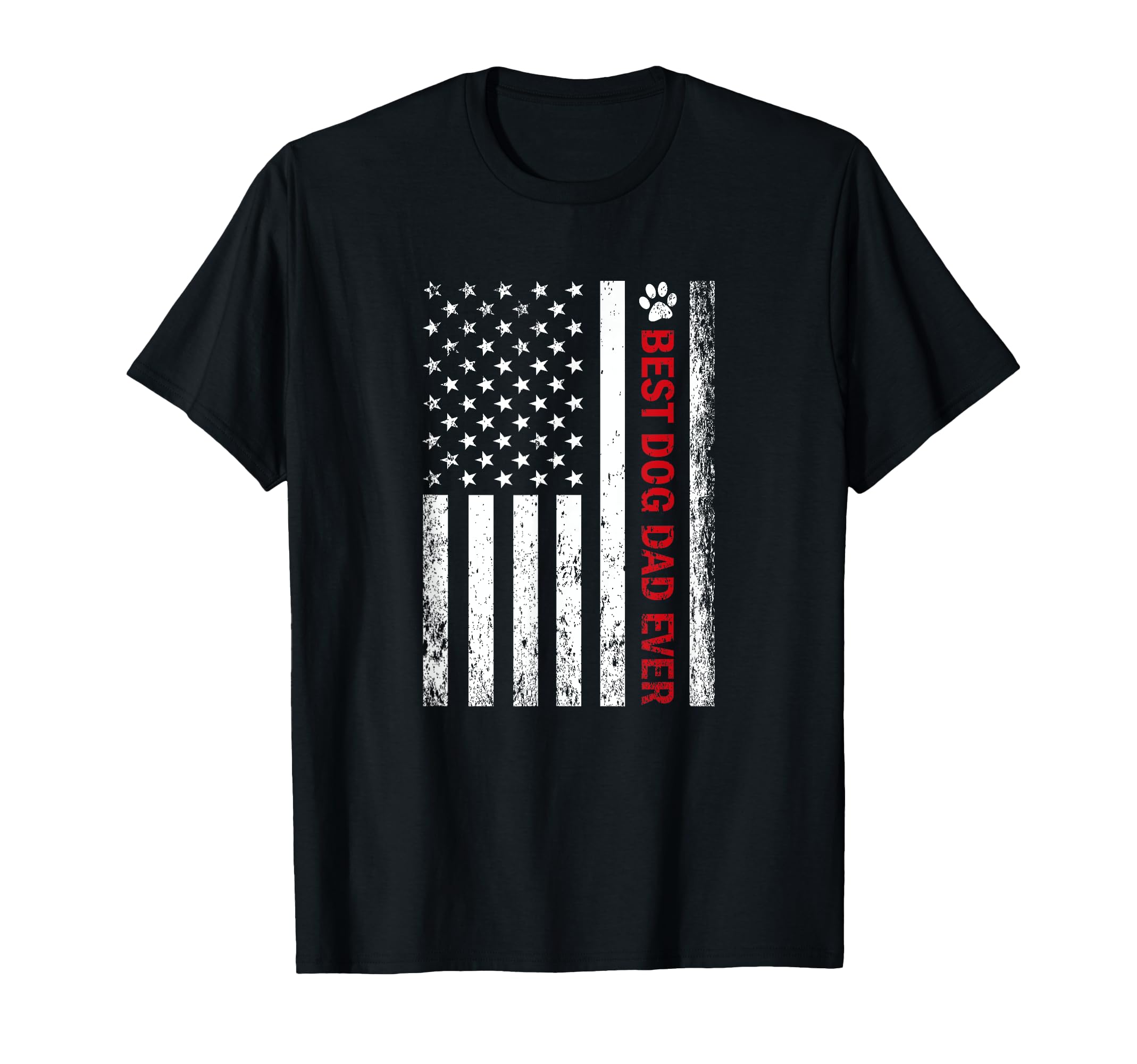Best Dog Dad Ever American Flag T-Shirt - Fun Novelty Design Unisex - T-Shirt, Sweatshirt, Hoodie