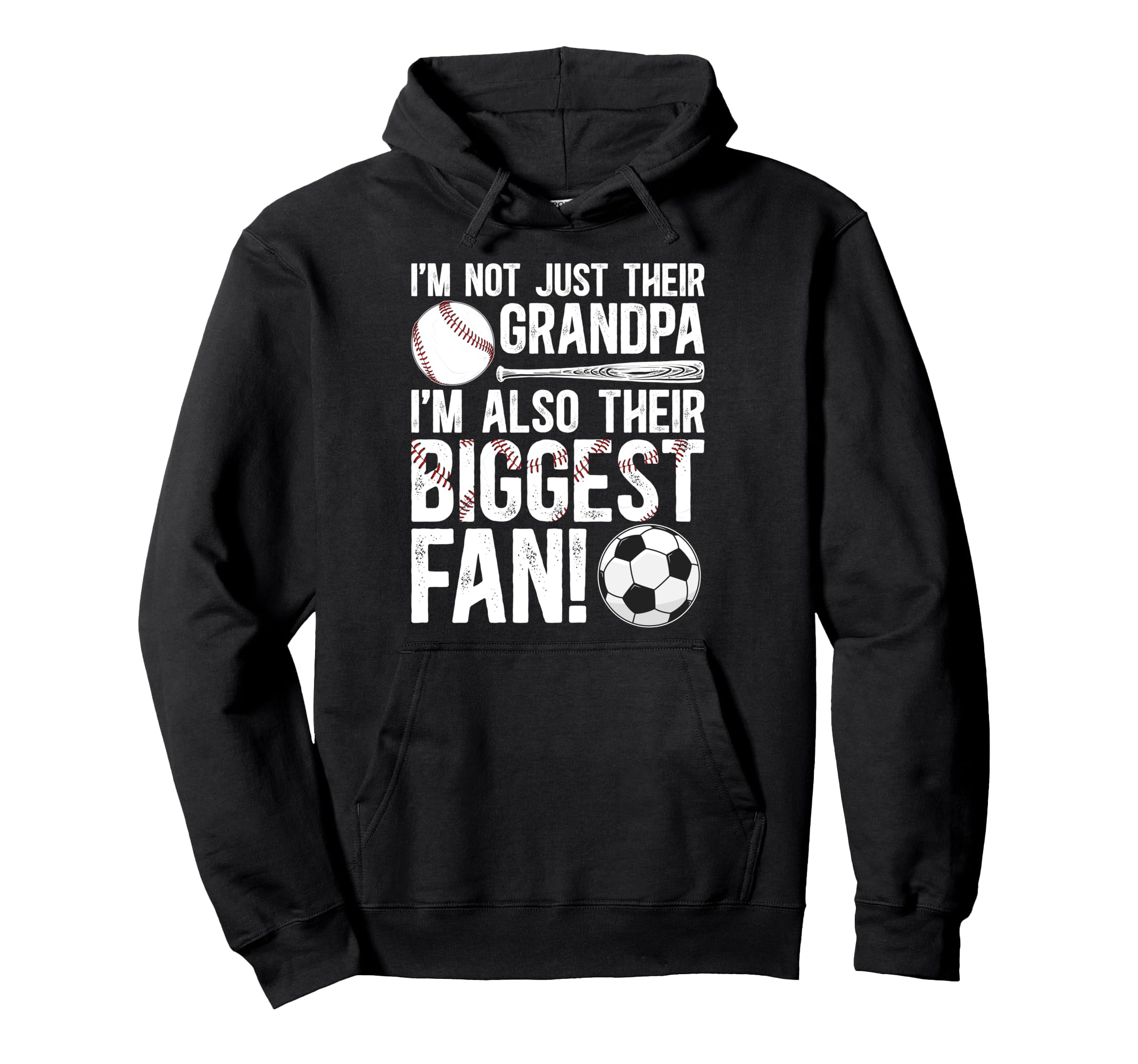 Their Biggest Fan Baseball Soccer Grandpa Hoodie - Unique Graphic Unisex - T-Shirt, Sweatshirt, Hoodie
