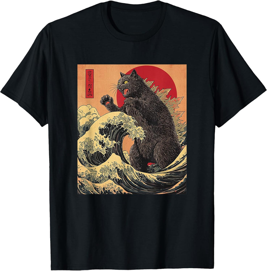 Catzilla Cat Japanese Anime Kawaii Sunset - Adult & Kids T-Shirts, Sweatshirts & Hoodies apparel design preview 1