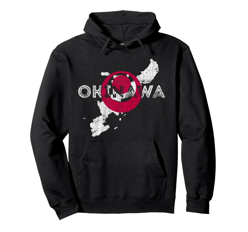 Okinawa Map And Flag Distressed Japan Hoodie - Trendy Graphic Men Women - T-Shirt, Sweatshirt, Hoodie