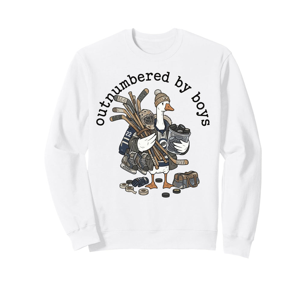 Mom Outnumbered Funny Iced Hockey Sweatshirt - Trendy Graphic Men Women - T-Shirt, Sweatshirt, Hoodie