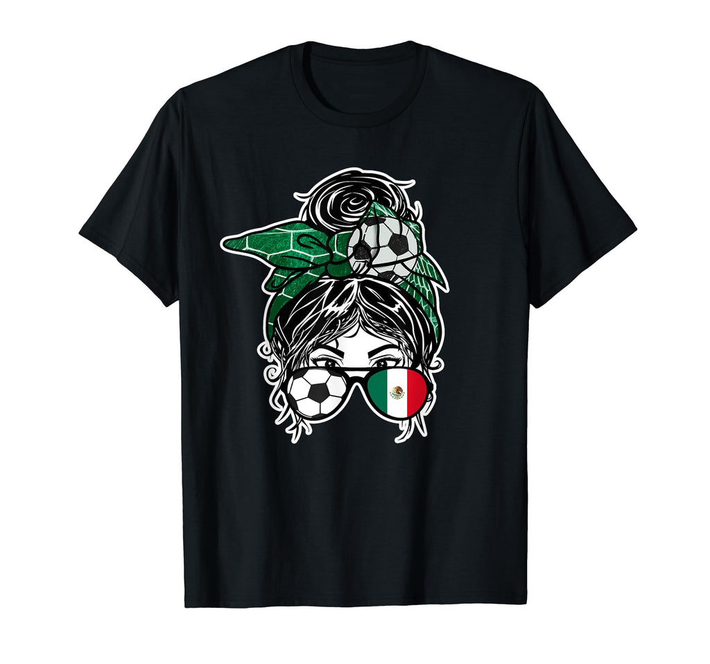 Messy Bun Hair Mexican Soccer Mexico T-Shirt - Minimalist Print Unisex - T-Shirt, Sweatshirt, Hoodie