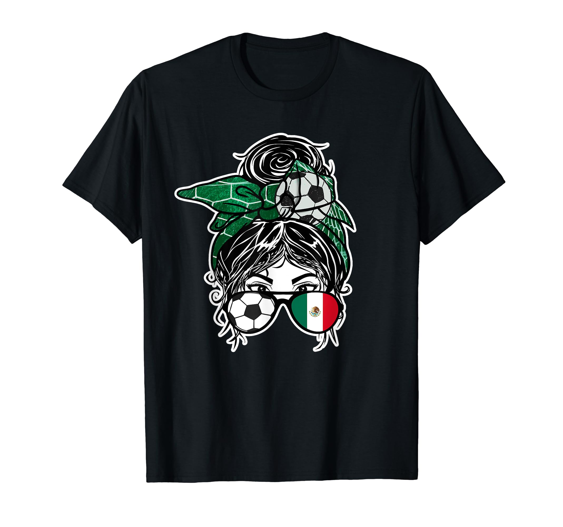 Messy Bun Hair Mexican Soccer Mexico T-Shirt - Minimalist Print Unisex - T-Shirt, Sweatshirt, Hoodie