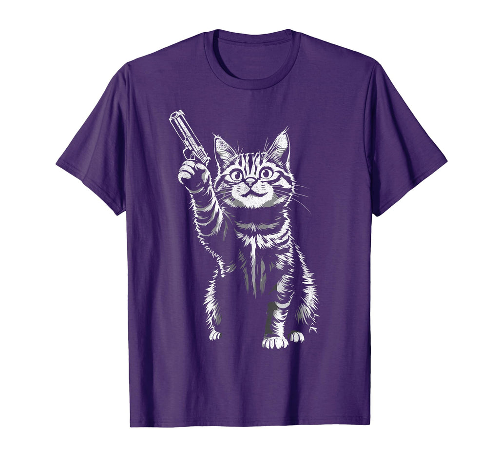 Kitty Guns Cat Dad Funny Cats Gun T-Shirt - Minimalist Print Men Women - T-Shirt, Sweatshirt, Hoodie