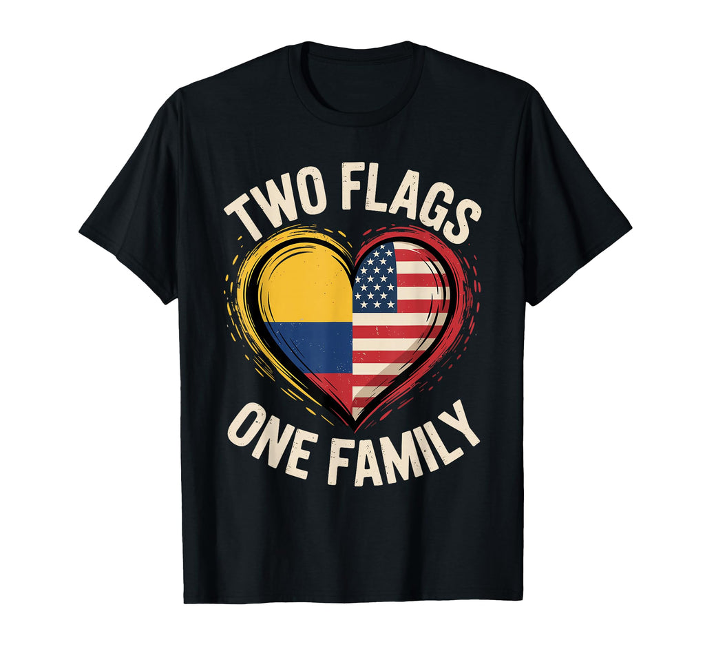 Two Flags One Family American Colombian T-Shirt - Graphic Print Men Women - T-Shirt, Sweatshirt, Hoodie