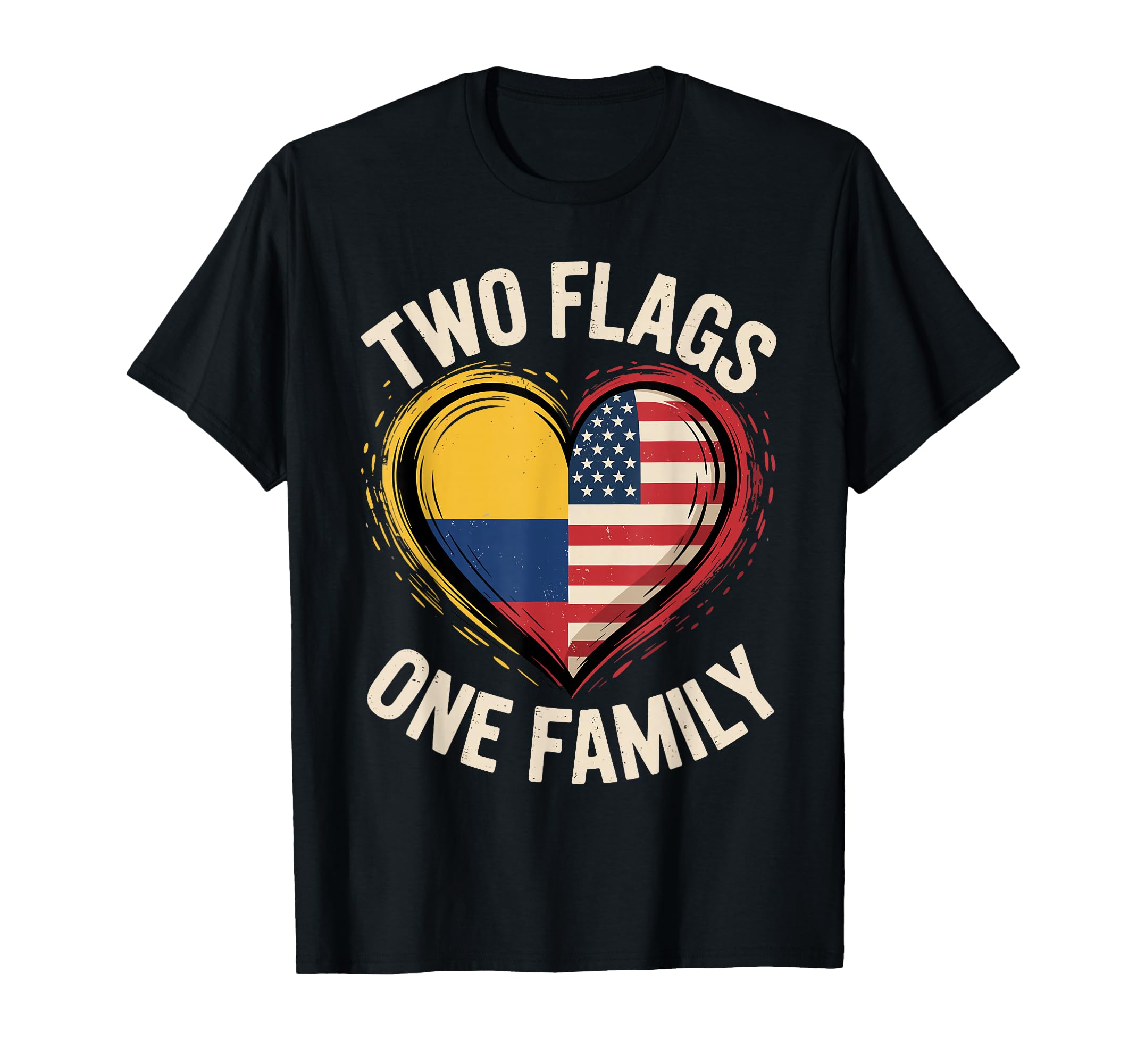 Two Flags One Family American Colombian T-Shirt - Graphic Print Men Women - T-Shirt, Sweatshirt, Hoodie
