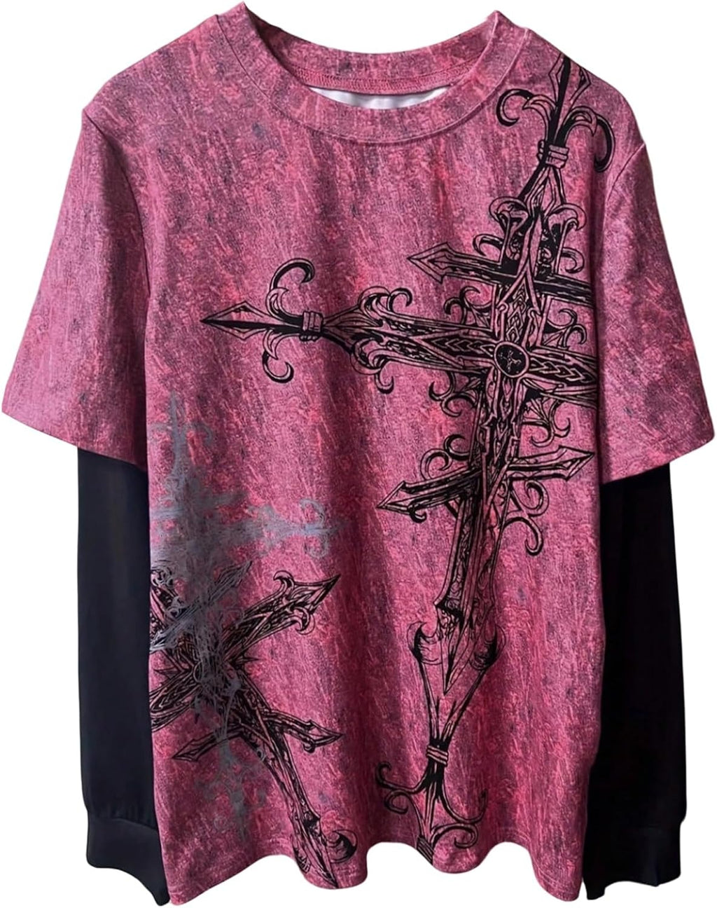 Women's Y2k Gothic Graphic Crew Neck 2 in 1 Punk Tops - Adult & Kids T-Shirts, Sweatshirts & Hoodies apparel design preview 1