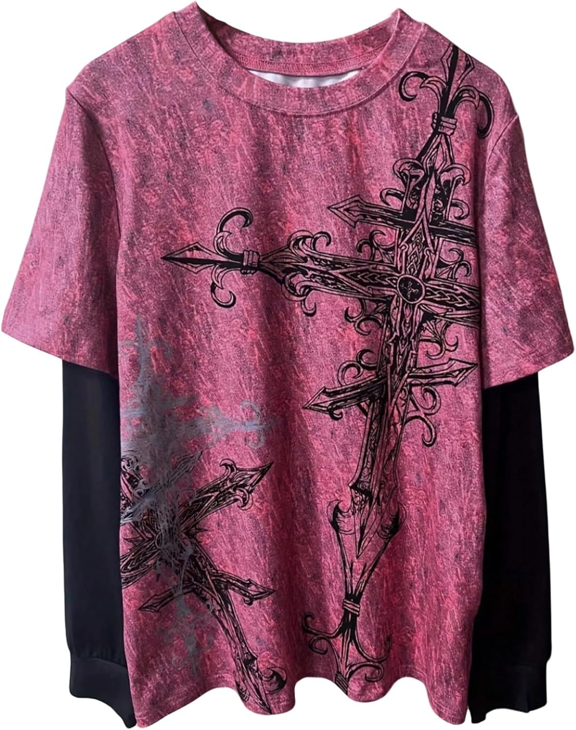 Women's Y2k Gothic Graphic Crew Neck 2 in 1 Punk Tops - Adult & Kids T-Shirts, Sweatshirts & Hoodies apparel design preview 1
