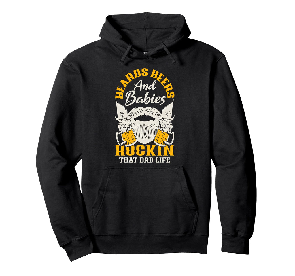 Bearded Beers And Babies Rockin Dad Hoodie - Minimalist Print Men Women - T-Shirt, Sweatshirt, Hoodie
