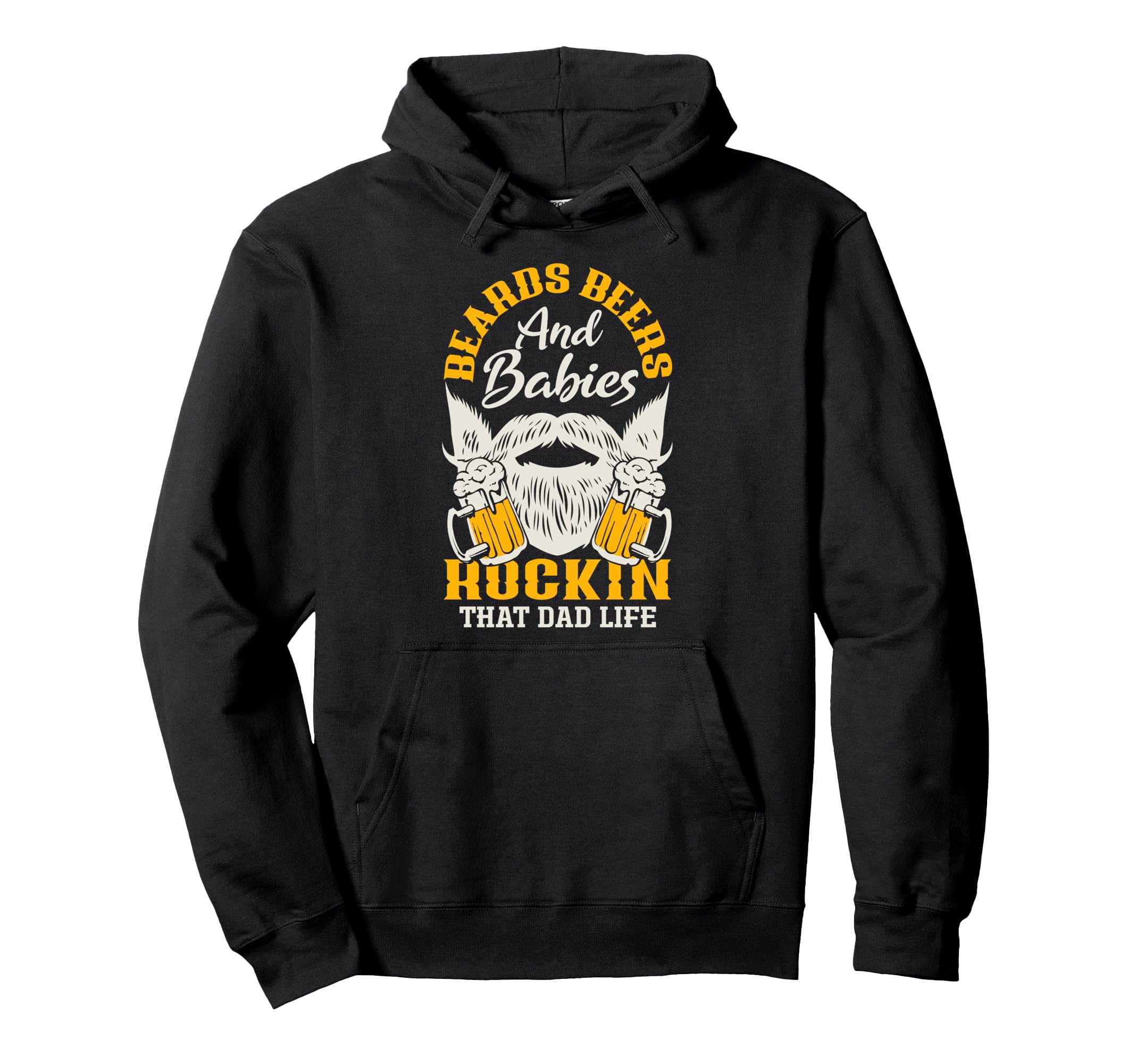 Bearded Beers And Babies Rockin Dad Hoodie - Minimalist Print Men Women - T-Shirt, Sweatshirt, Hoodie