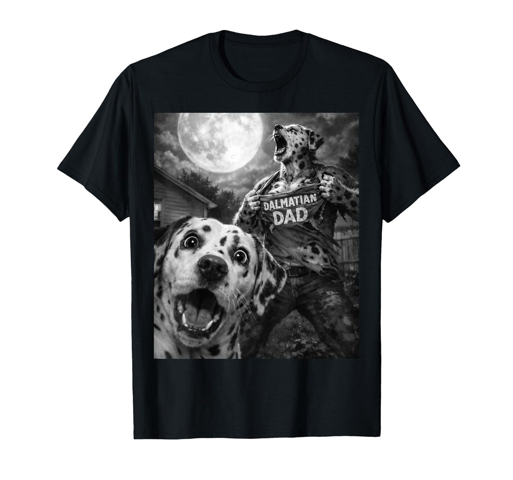 Dalmatian Dad Funny Horror Mens Moon T-Shirt - Minimalist Print Unisex - T-Shirt, Sweatshirt, Hoodie